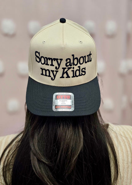 "Sorry About My Kids" Canvas Trucker Hat