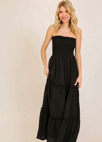 Relax And Enjoy Black Strapless Maxi Dress