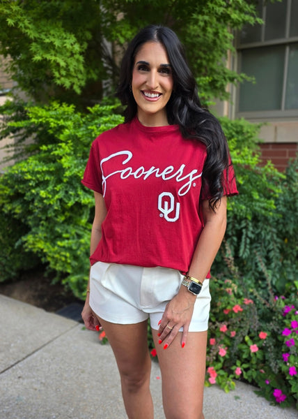 OU Sooners Chainstitch Crimson Stadium Tee