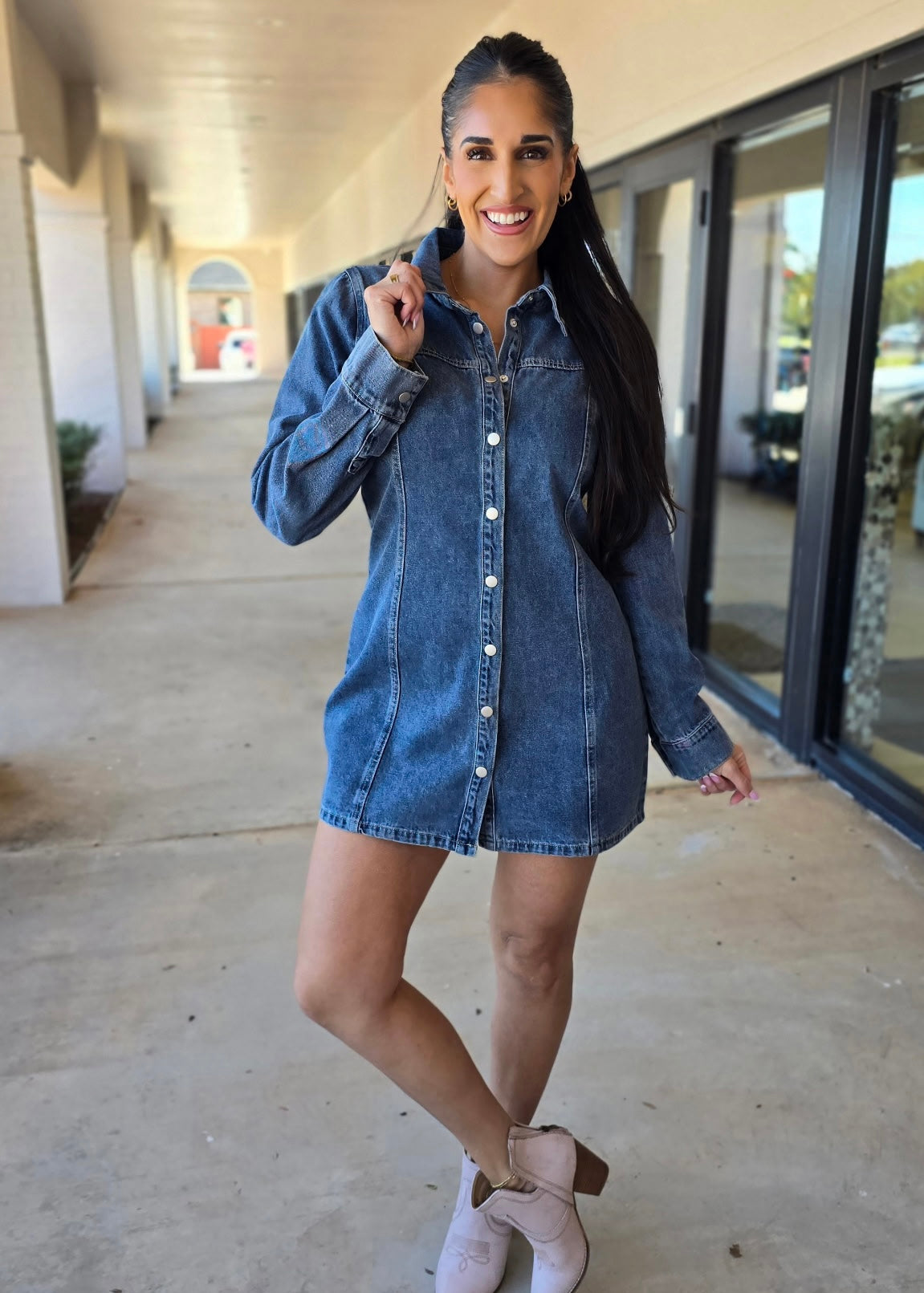 I'm A Survivor Denim Mini Dress