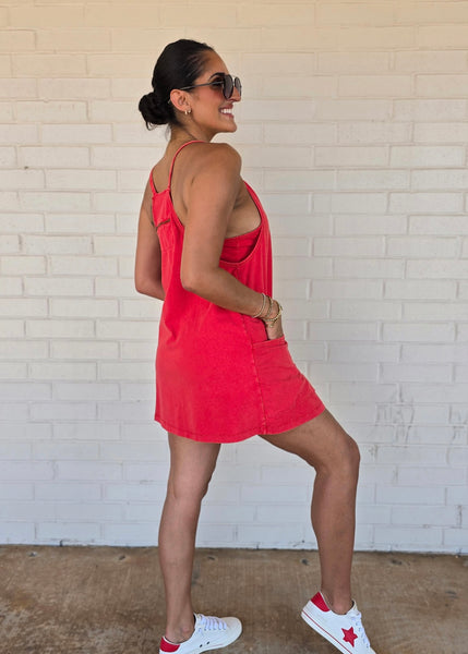 The Weekend Sporty Red Mini Romper Dress