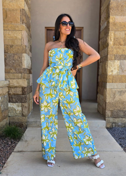 Vacation Life Strapless Top & Pant Set
