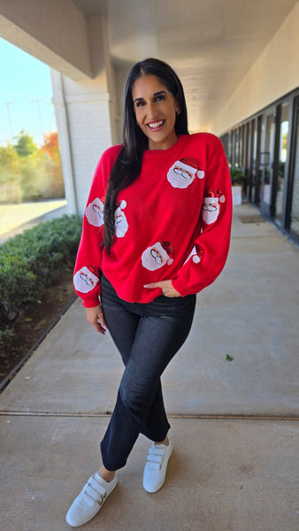 Sweet Santa Sequin Face Sweater