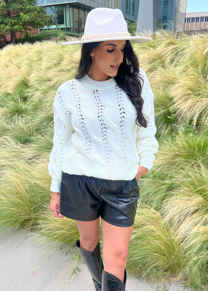 Lovely Nights White Chunky Sweater