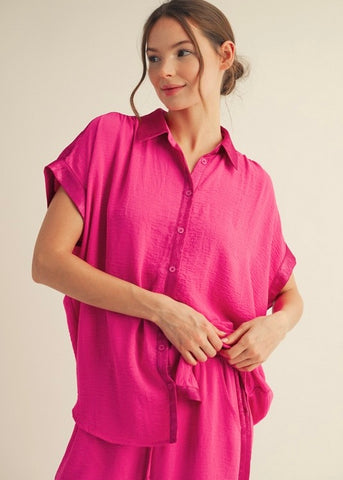 Lasting Relationship Hot Pink Button Up Top
