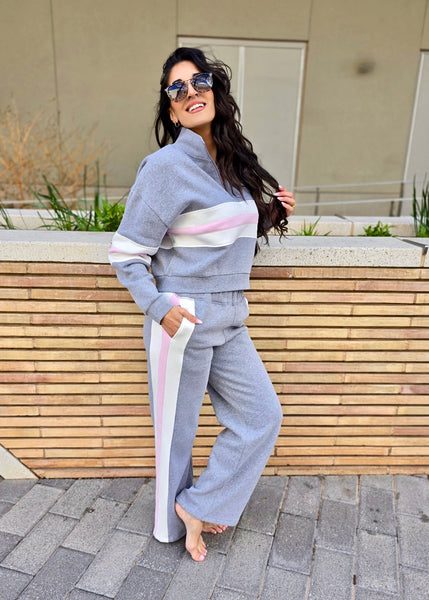 Oceans Drive Heather Grey 2 Pc Pant Set