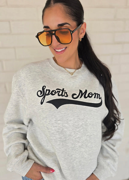 Sports Mom Crewneck Sweatshirt: Ash Grey