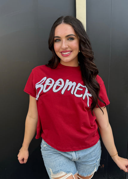 Boomer Sequin Crimson Stadium Tee