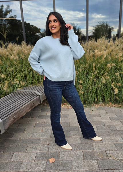 Just My Type Baby Blue Crew Neck Sweater