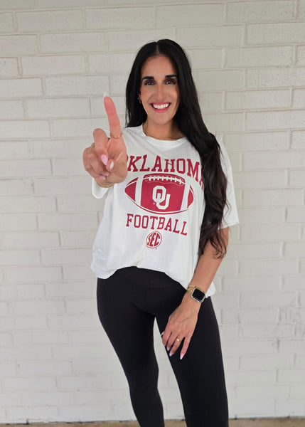 Oklahoma Football White Stadium Oversized Tee