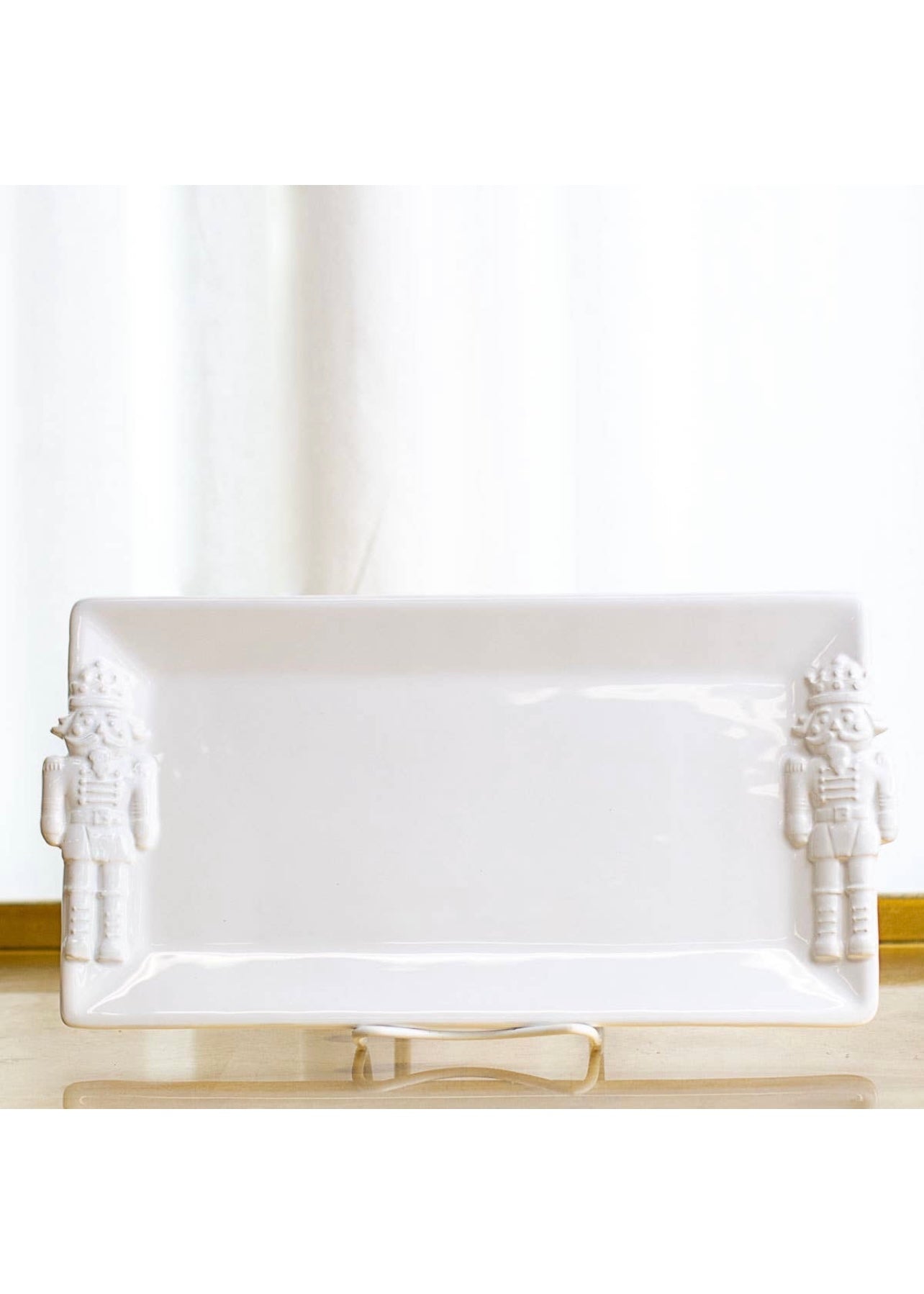 Royal Nutcracker Embossed Rectangle Platter-White