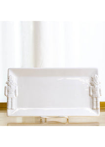 Royal Nutcracker Embossed Rectangle Platter-White