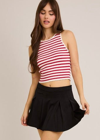 Always On Time Red & White Stripe Sleeveless Top