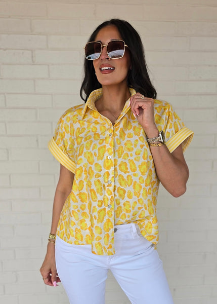 A Crazy Feeling Yellow Leopard Print Top