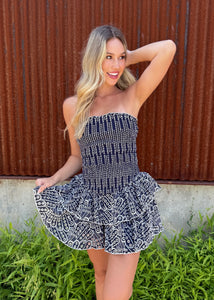 I'll Be There For You Eyelet Tube Ruffled Mini Dress