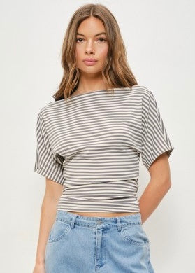 Living Laidback Striped Off Shoulder Top