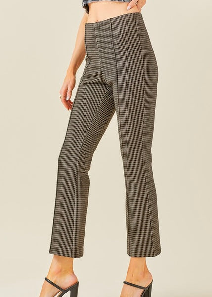 Fit and Flare Black Checkered Knit Pants