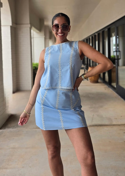Beach Retreat Blue 2 Pc Top & Skirt Set