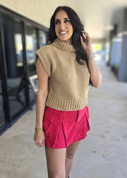 Cheering Section Red Corduroy Mini Skirt