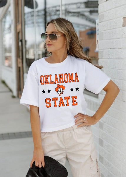 Oklahoma State Cowboys "To The Point" Cropped Tee