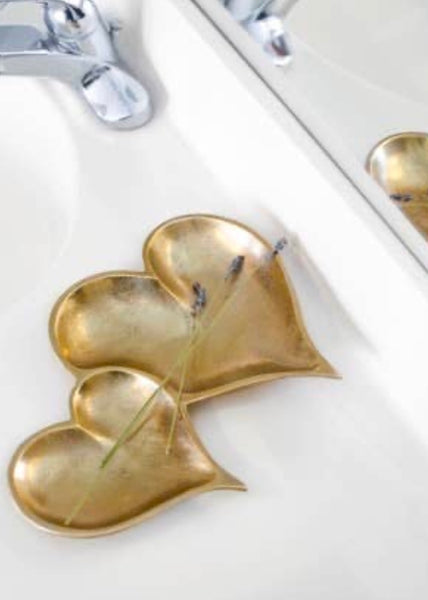 Gold Textured 2-Section Heart Tray