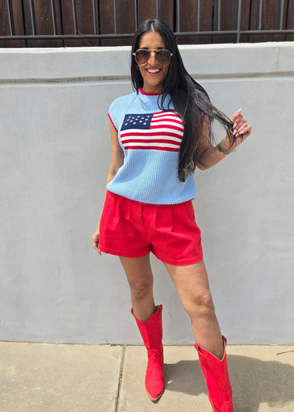 Proud American Flag Blue Sweater Vest