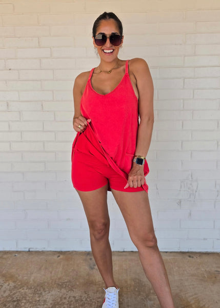 The Weekend Sporty Red Mini Romper Dress