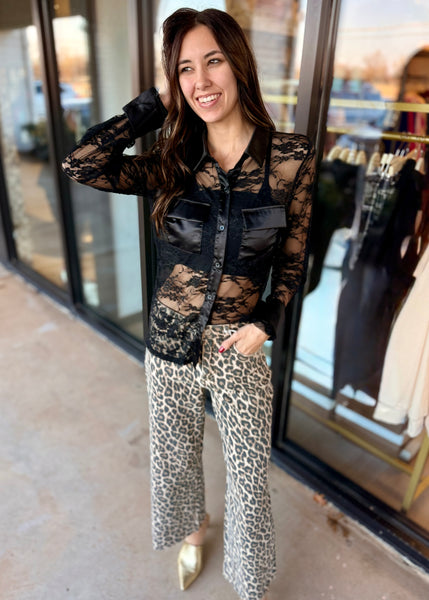 In My Era Collared Lace Button Up