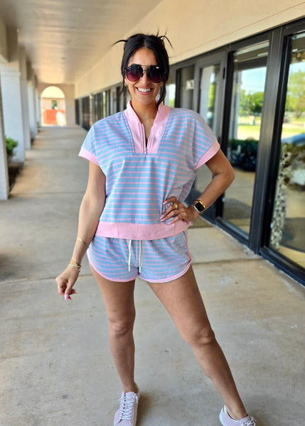 Cotton Candy 2 Pc Striped Shorts Set