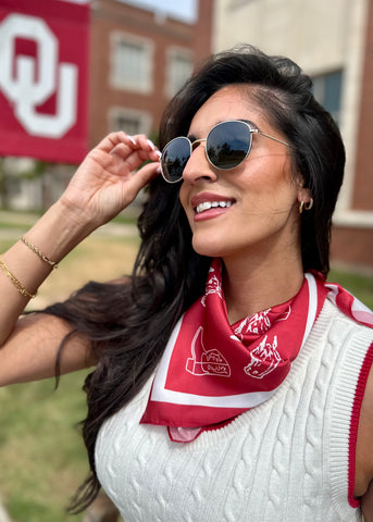 Game Day Bandana Scarf - Crimson Horse & Boots
