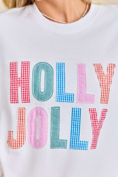 Holly Jolly White Multi Patched Sweatshirt