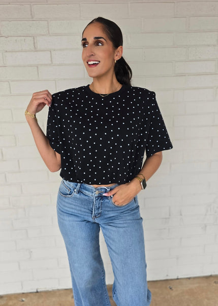 Walk This Way Black & White Polka Dot Bubble Hem Tee