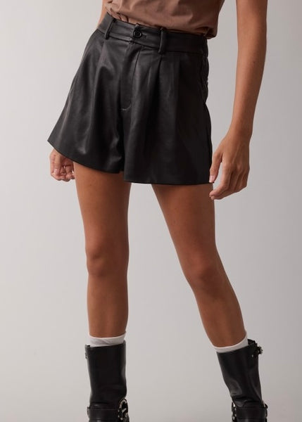Just This Way Black Leather Shorts
