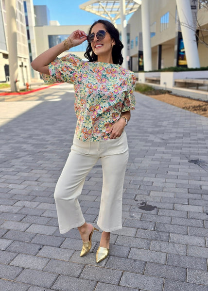Springtime Floral Puff Sleeve Blouse