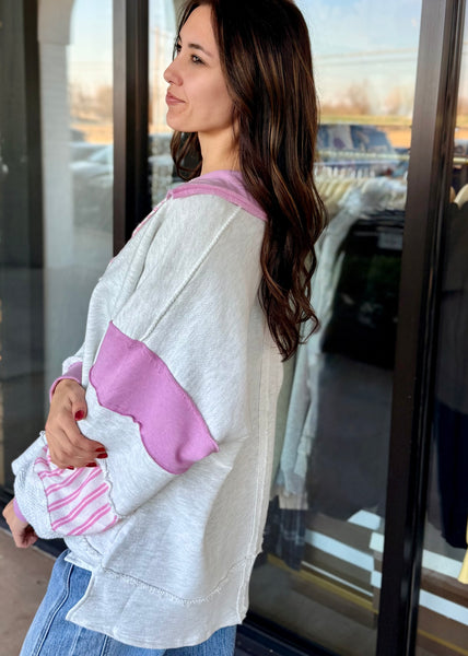 Friendly Fun Color Block French Terry Pullover