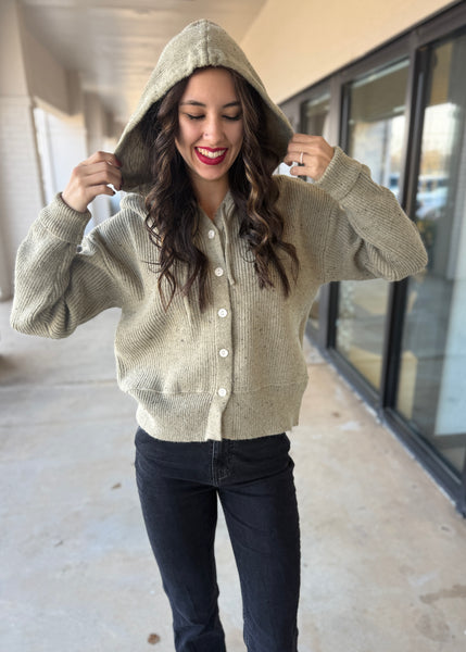 Learning About You Olive Hooded Cardigan