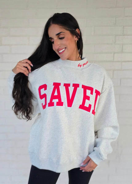 Grey Mockneck Saved By Grace Sweatshirt
