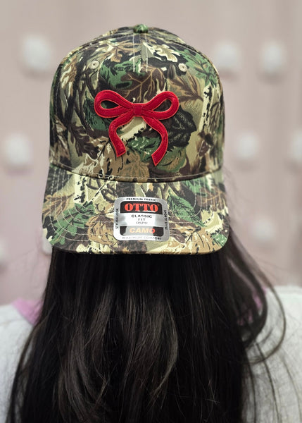 Camo Hat With Red Bow