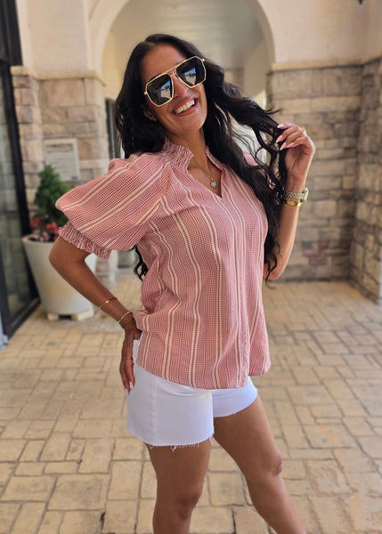 Keep On Hoping Red Gingham Top