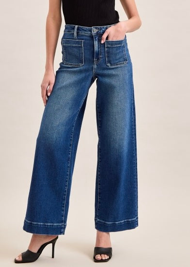 Nori High Rise Wide Leg Front Pocket Denim