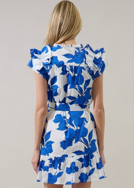 Gemma Blue Floral Mini Dress