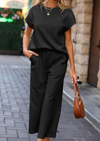 Walking In Black 2 Pc Pant Set