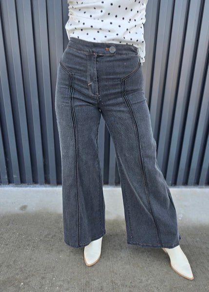 Genevieve High Waisted Wide Leg Denim - Black