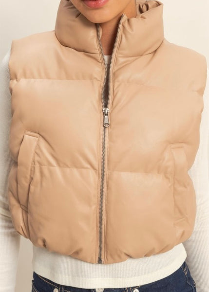 Connected Success Taupe Puffer Vest