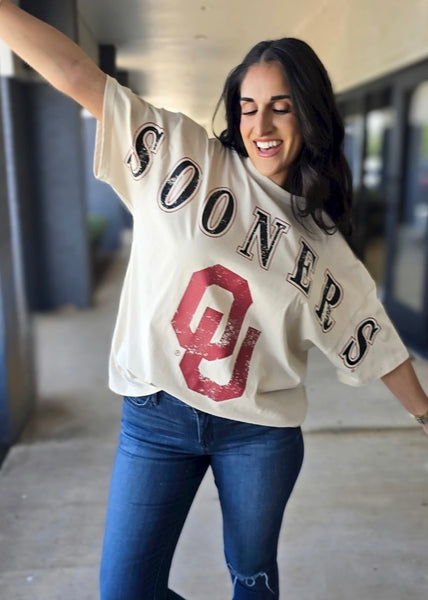 Oklahoma "SOONERS" Southern Split Oversized Band Tee