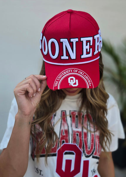 SOONERS 3D Baseball Red Canvas Trucker Hat