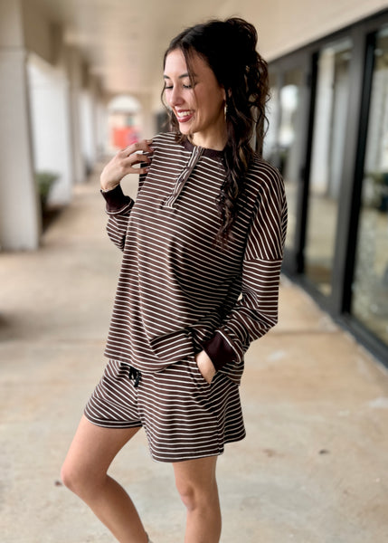 Taking Time Striped 2pc Shorts Set