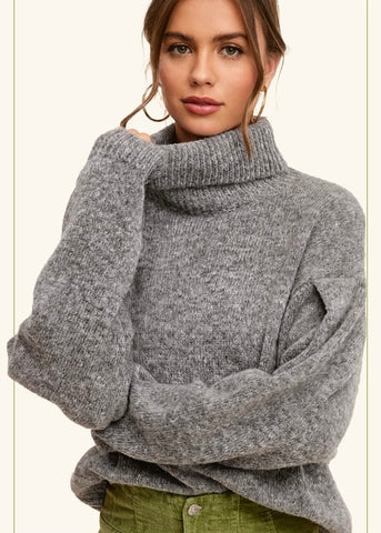 To Myself Heather Grey Turtleneck Sweater