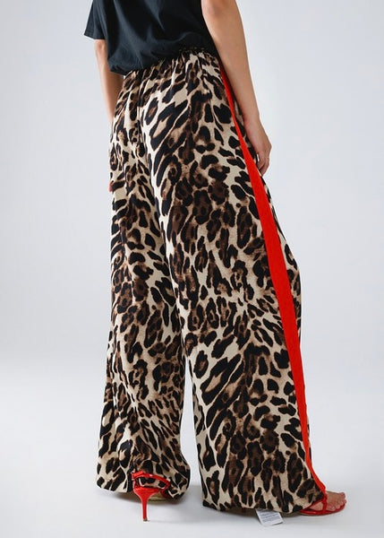 Wandering Eyes Leopard Pant With Red Side Stripe
