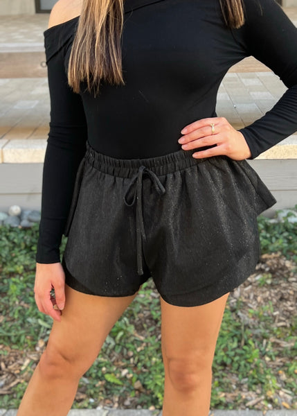 Dreamy Days Black Layered Sparkle Shorts